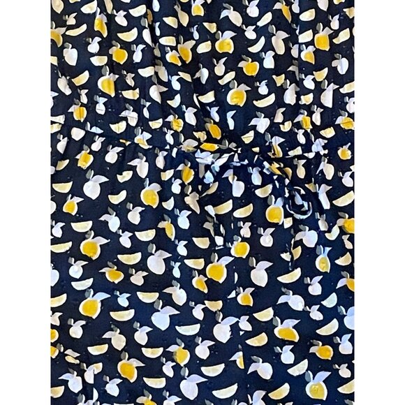 Ann Taylor Loft romper pom pom trim drawstring waist ruffle lemon halter - Picture 5 of 6